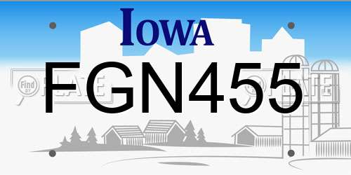 FGN455 Iowa License Plate