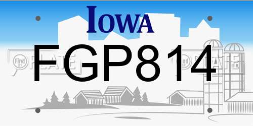 FGP814 Iowa License Plate