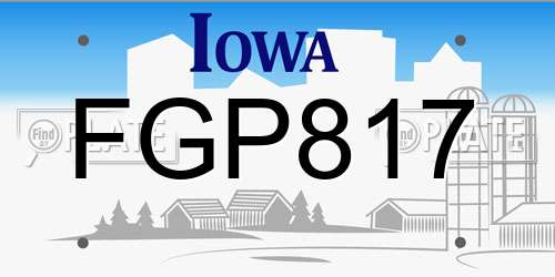 FGP817 Iowa License Plate