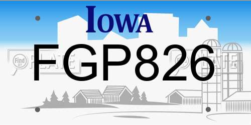 FGP826 Iowa License Plate