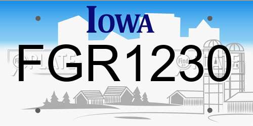 FGR1230 Iowa License Plate