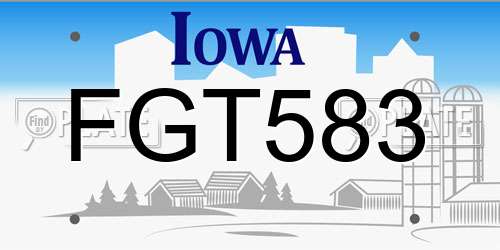 FGT583 Iowa License Plate