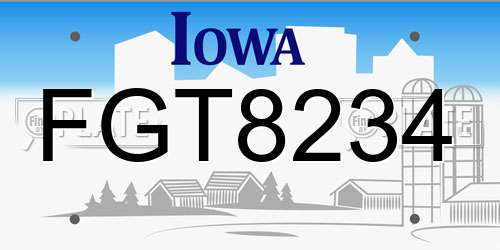 FGT8234 Iowa License Plate