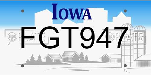 FGT947 Iowa License Plate