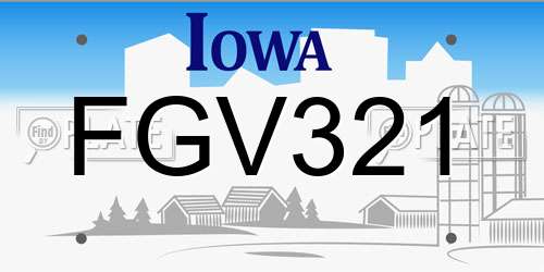 FGV321 Iowa License Plate