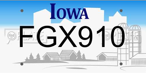 FGX910 Iowa License Plate