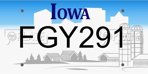 FGY291 Iowa License Plate
