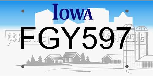 FGY597 Iowa License Plate