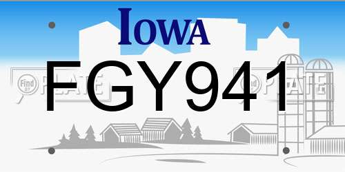 FGY941 Iowa License Plate