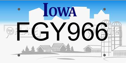 FGY966 Iowa License Plate