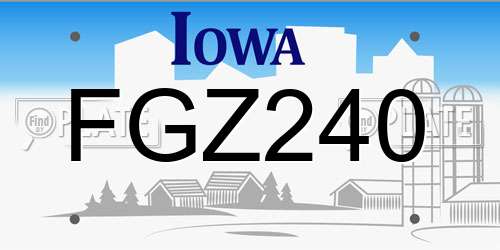 FGZ240 Iowa License Plate