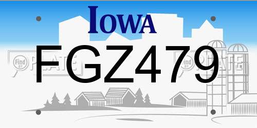 FGZ479 Iowa License Plate