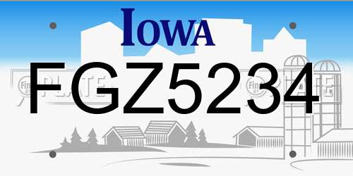 FGZ5234 Iowa License Plate