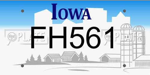 FH561 Iowa License Plate