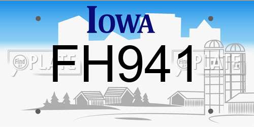 FH941 Iowa License Plate