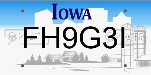 FH9G3I Iowa License Plate