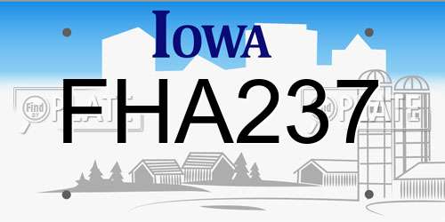 FHA237 Iowa License Plate