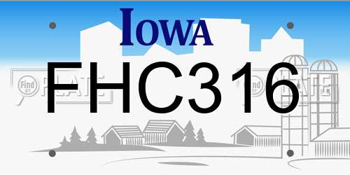FHC316 Iowa License Plate