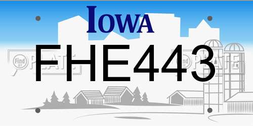 FHE443 Iowa License Plate