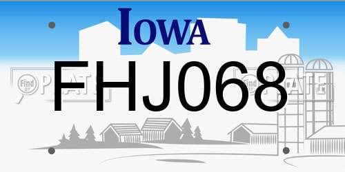 FHJ068 Iowa License Plate