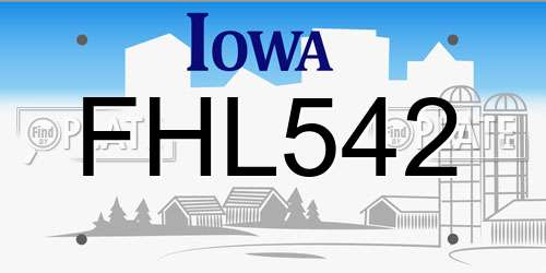 FHL542 Iowa License Plate