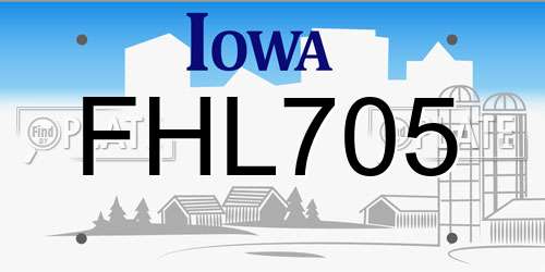 FHL705 Iowa License Plate