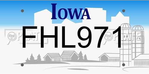 FHL971 Iowa License Plate