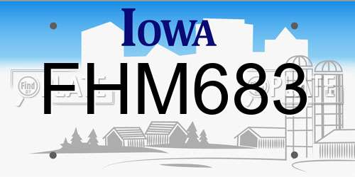 FHM683 Iowa License Plate