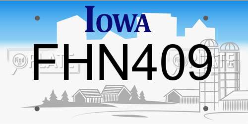 FHN409 Iowa License Plate