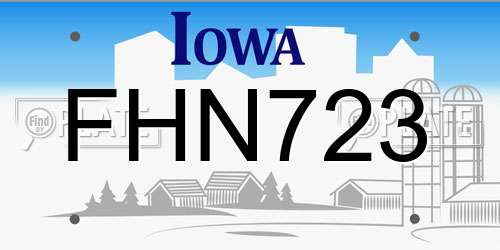 FHN723 Iowa License Plate