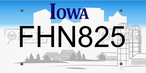 FHN825 Iowa License Plate