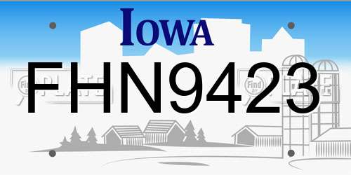 FHN9423 Iowa License Plate