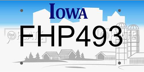 FHP493 Iowa License Plate