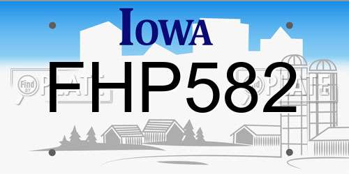 FHP582 Iowa License Plate