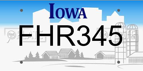 FHR345 Iowa License Plate