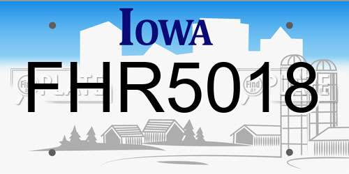 FHR5018 Iowa License Plate