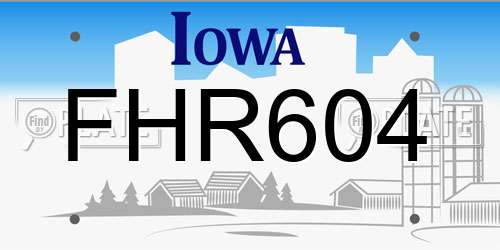 FHR604 Iowa License Plate