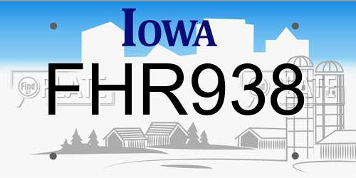 FHR938 Iowa License Plate