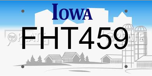FHT459 Iowa License Plate