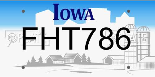 FHT786 Iowa License Plate
