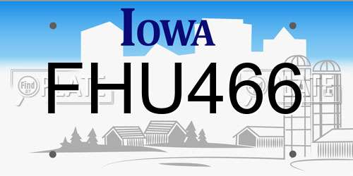 FHU466 Iowa License Plate