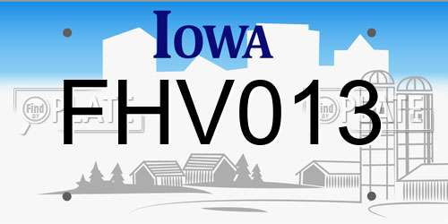 FHV013 Iowa License Plate