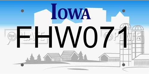 FHW071 Iowa License Plate