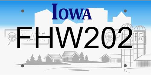 FHW202 Iowa License Plate