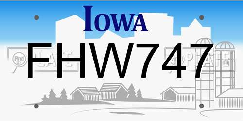 FHW747 Iowa License Plate