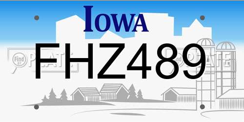FHZ489 Iowa License Plate