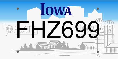 FHZ699 Iowa License Plate
