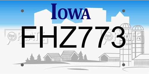 FHZ773 Iowa License Plate