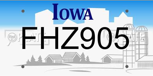 FHZ905 Iowa License Plate