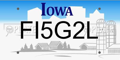 FI5G2L Iowa License Plate